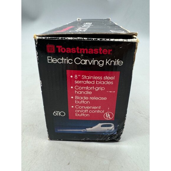 Toastmaster 6110 Electric Carving Knife 8" Stainless Steel Serrated Blades White - Picture 2 of 14